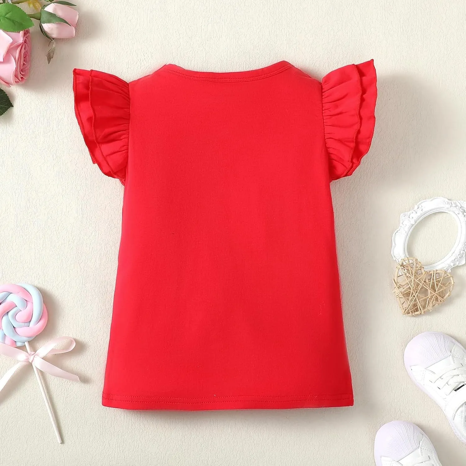 12M-7Y Toddler Baby Girls T Shirt Solid Color Blouse Ruffle Top Cotton Casual Tees Plain Shirt