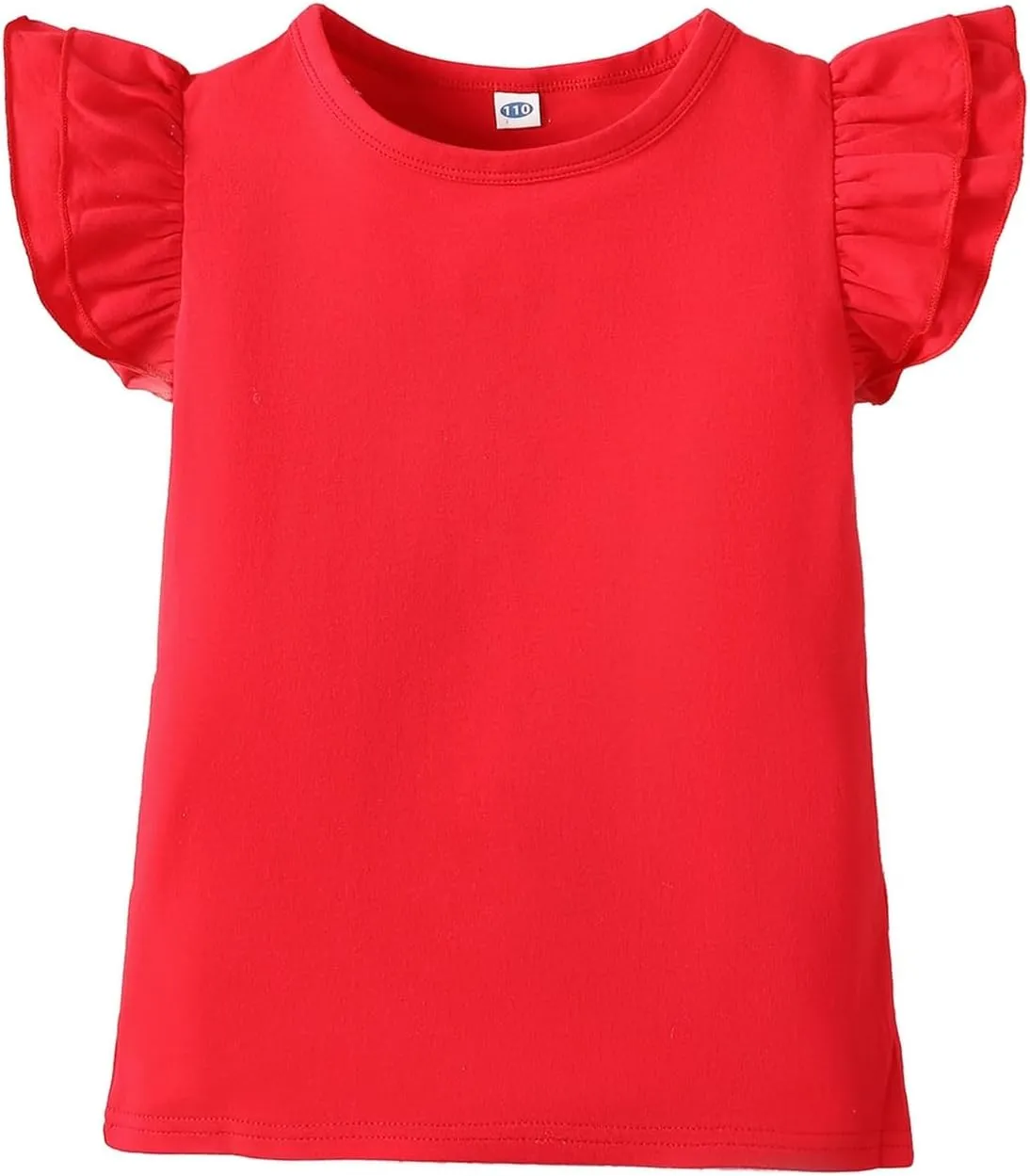 12M-7Y Toddler Baby Girls T Shirt Solid Color Blouse Ruffle Top Cotton Casual Tees Plain Shirt