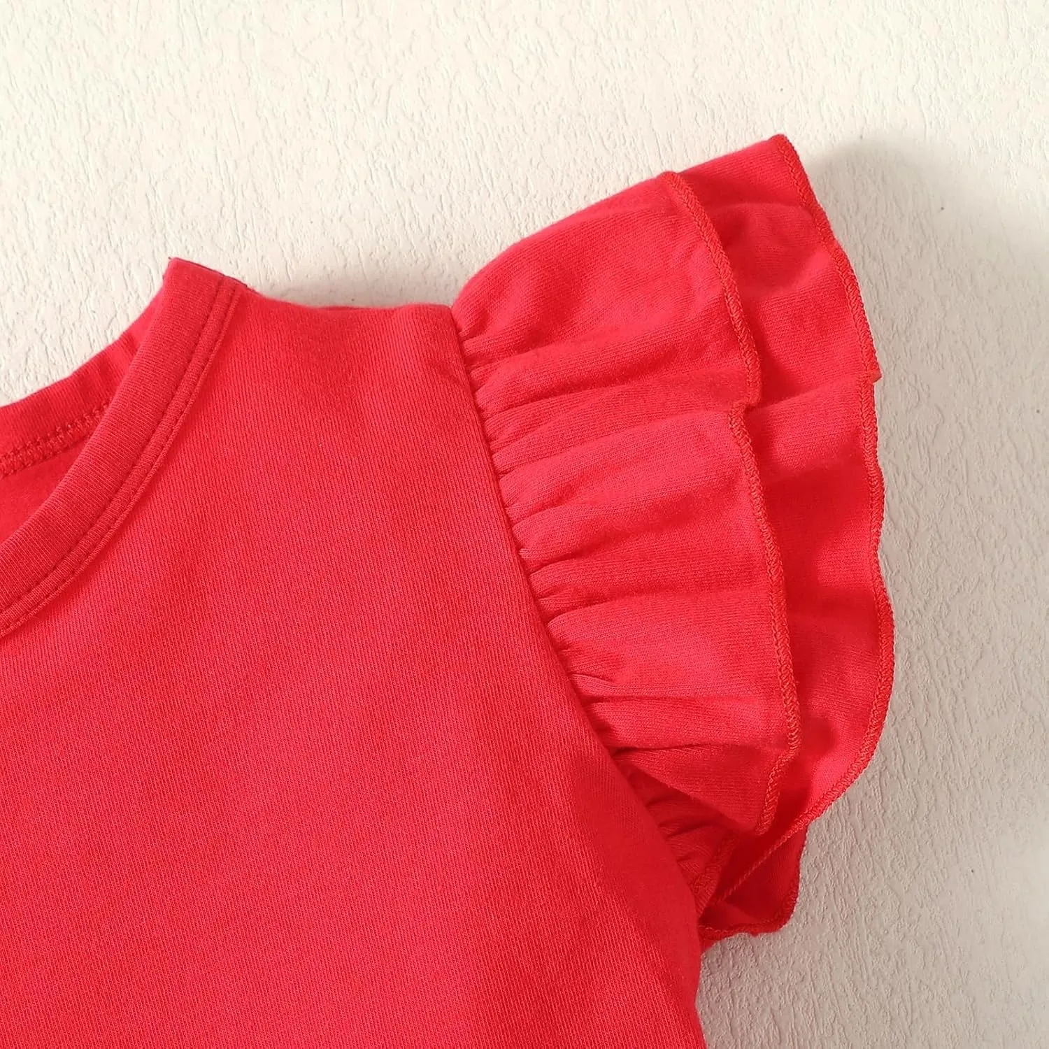 12M-7Y Toddler Baby Girls T Shirt Solid Color Blouse Ruffle Top Cotton Casual Tees Plain Shirt