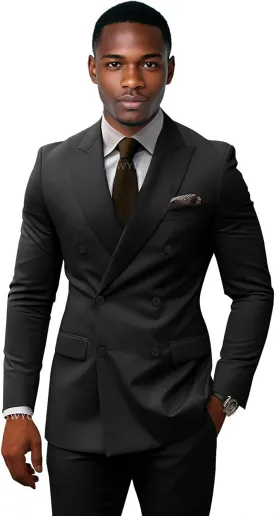 2 Piece Double Breasted Mens Suit for Wedding Formal Slim Fit Suits for Men Double Breasted Groom Suit for Prom