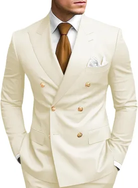2 Piece Double Breasted Suit Men Slim Fit Mens Double Breasted Blazer Pants Sets Wedding Prom Homecoming Suit