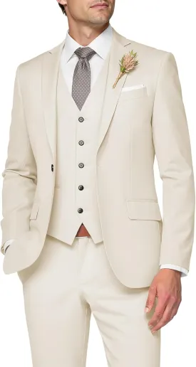 3 Piece Suit Men Slim Fit Wedding Suits for Mens Elegant One Button Jacket Single Breasted Vest Pants Set