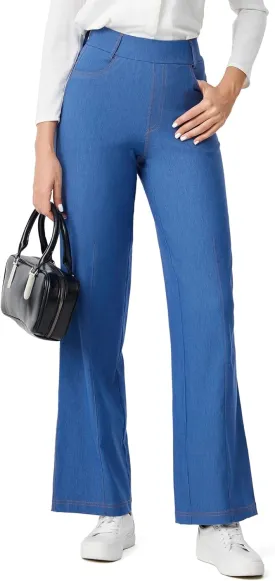 AFITNE Women's Wide Leg Jeans High Waist Pull On Jeans Trendy Loose Denim Pants with Stretchy Denim Like Material