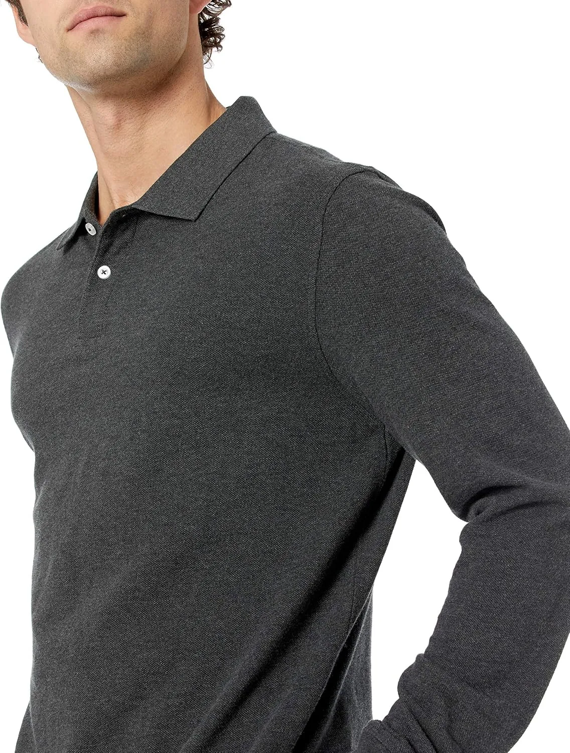 Amazon Essentials Long-Sleeve Polo Shirt for Men, Slim Fit Pique