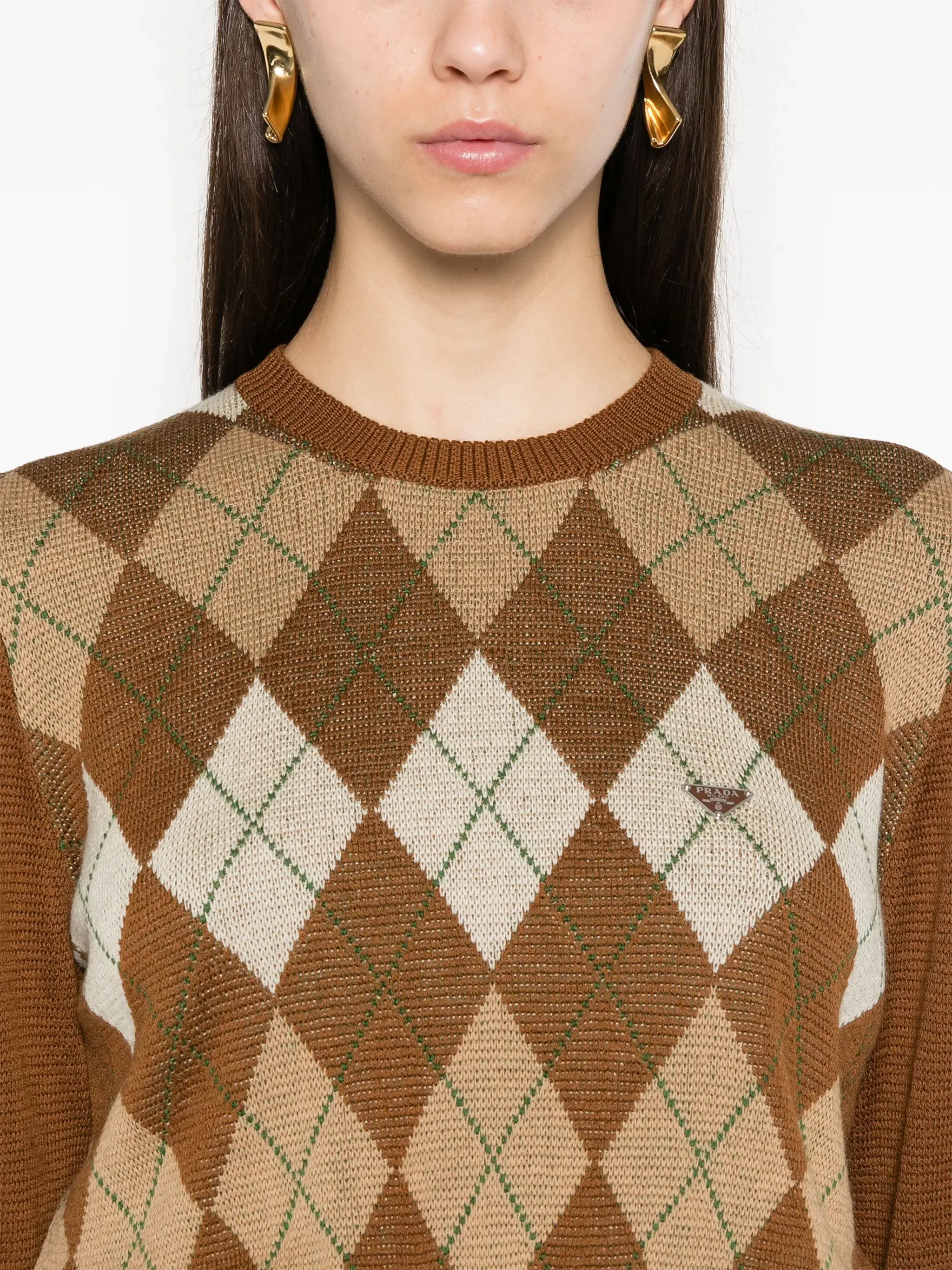 argyle-pattern sweater