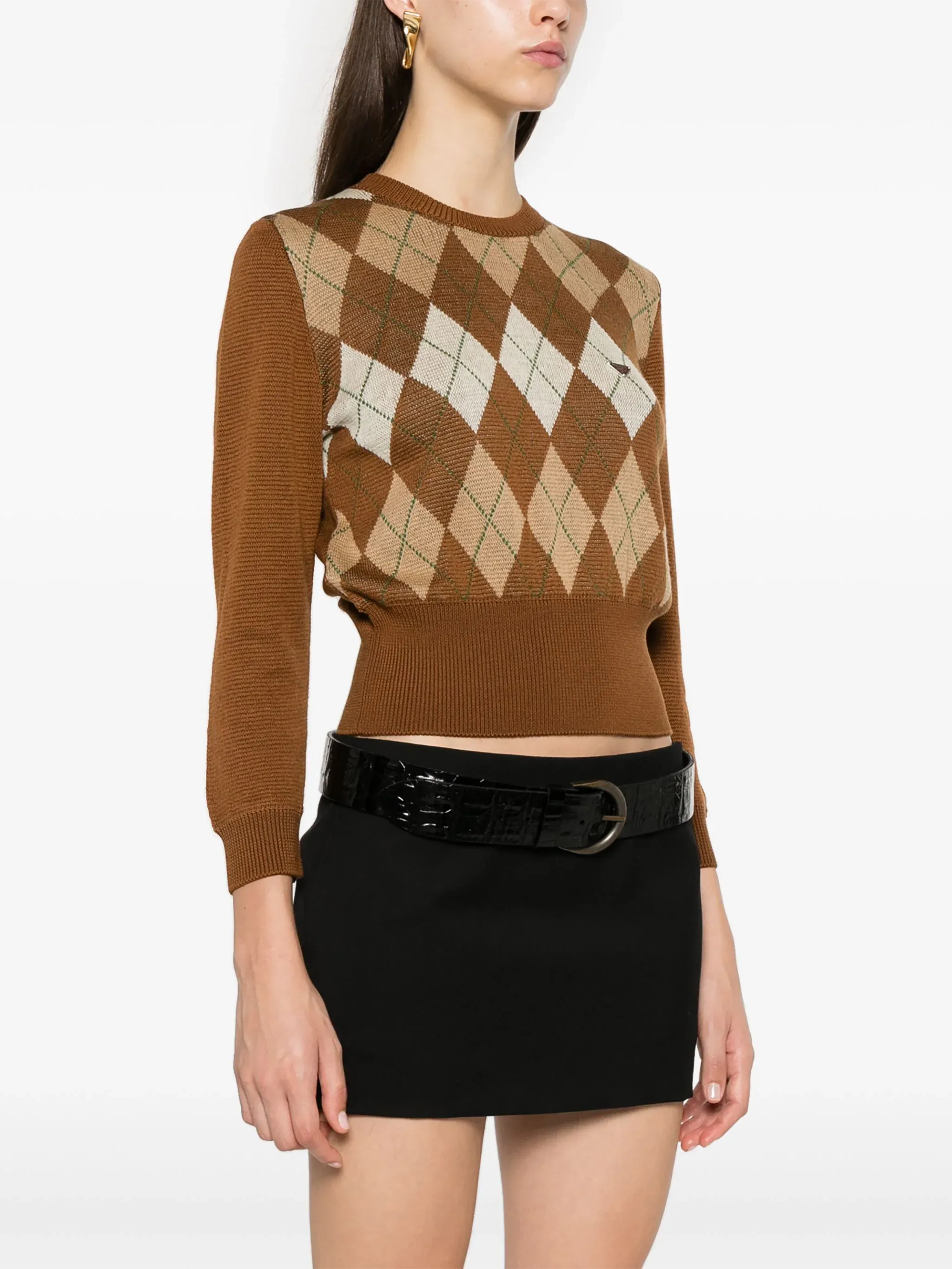argyle-pattern sweater