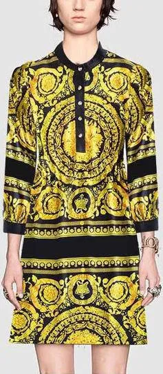 Baroque Print Silk Mini Dress