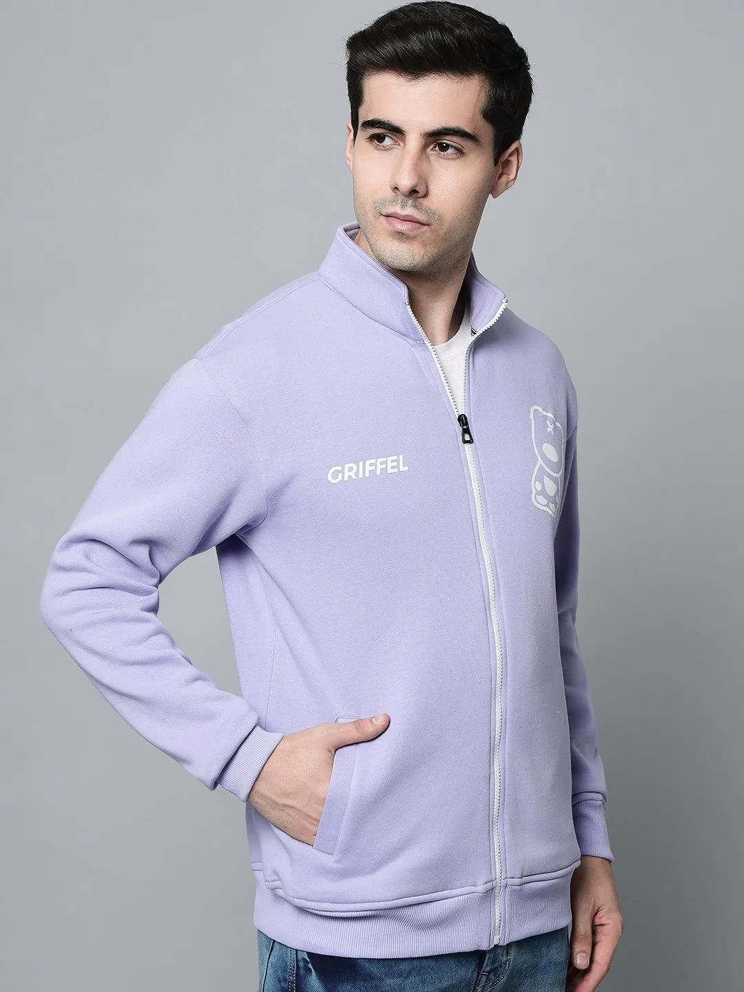 Basic Print Zipper Sweatshirt