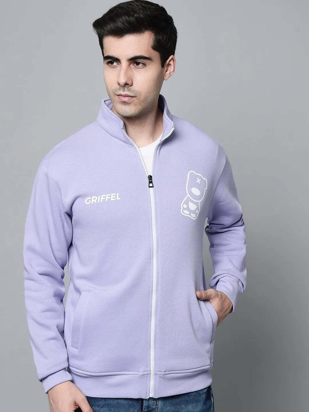 Basic Print Zipper Sweatshirt