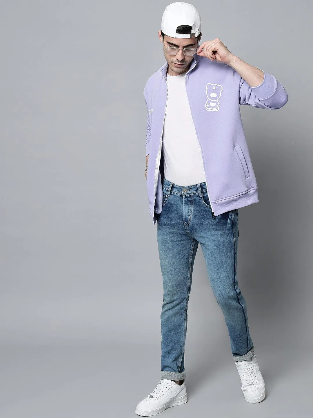 Basic Print Zipper Sweatshirt