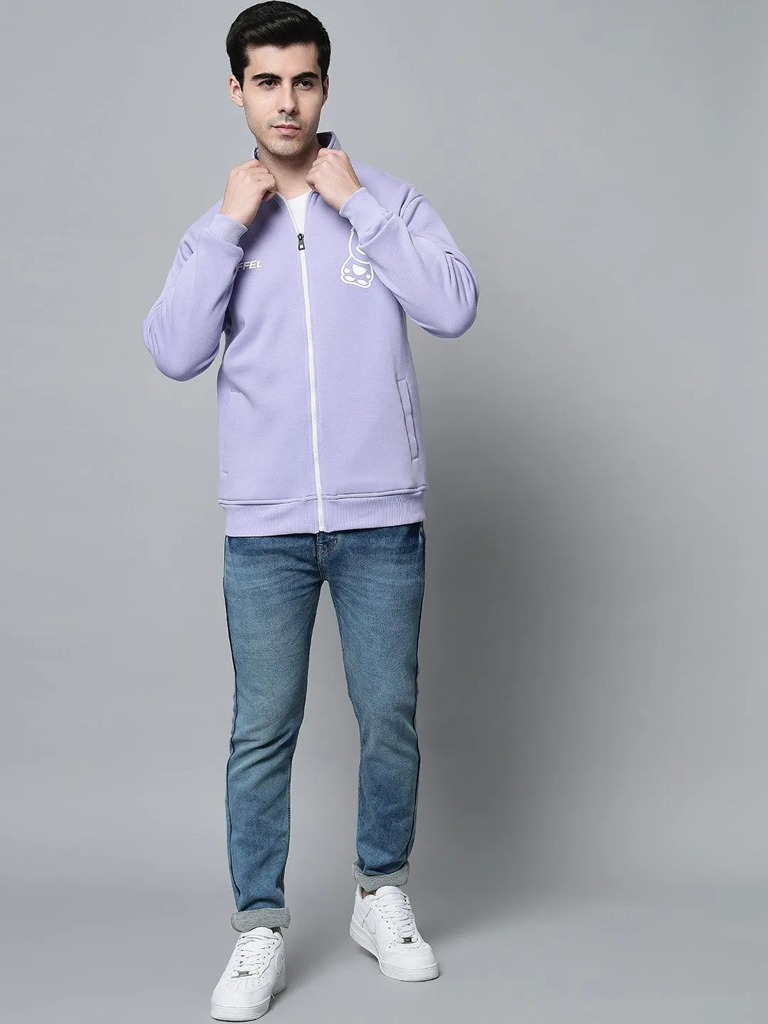 Basic Print Zipper Sweatshirt