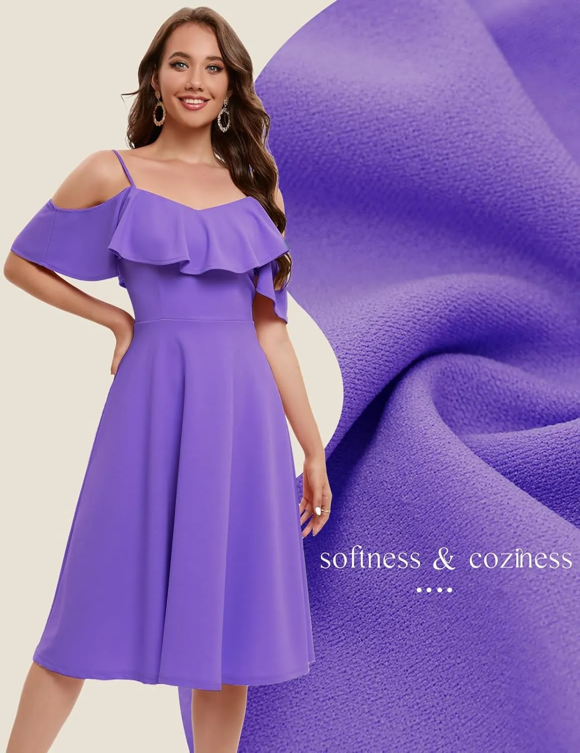Bbonlinedress Womens Off Shoulder Summer Wedding Guest Dress Formal Cocktail Prom Graduation Homecoming A-line Midi Dress