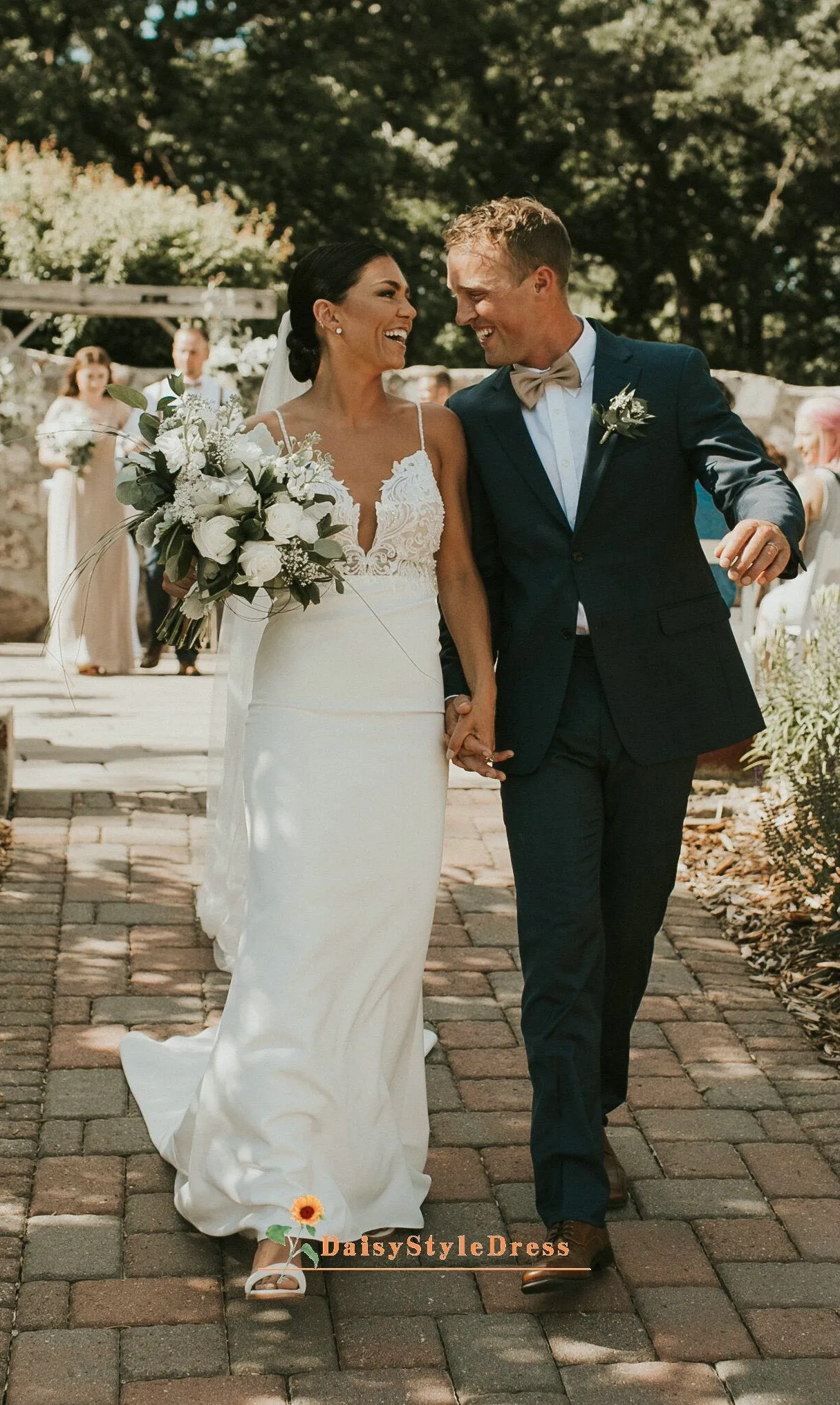 Beaded Straps Outdoor Fitted Wedding Dress