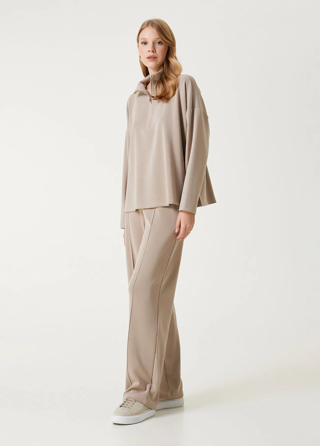 Beymen Club Zipper Modal Sweatshirt Beige