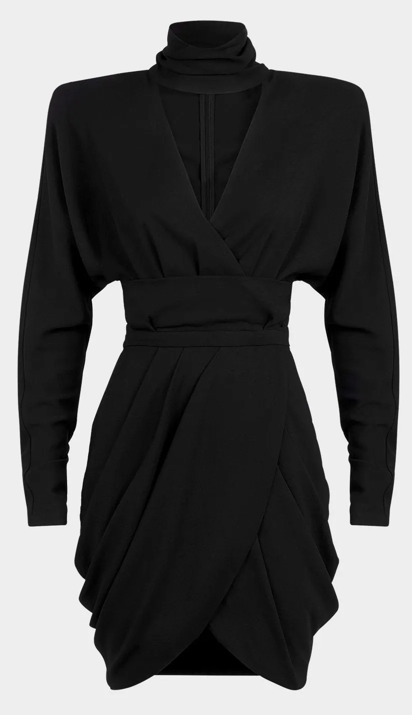 Black Draped Mini Dress