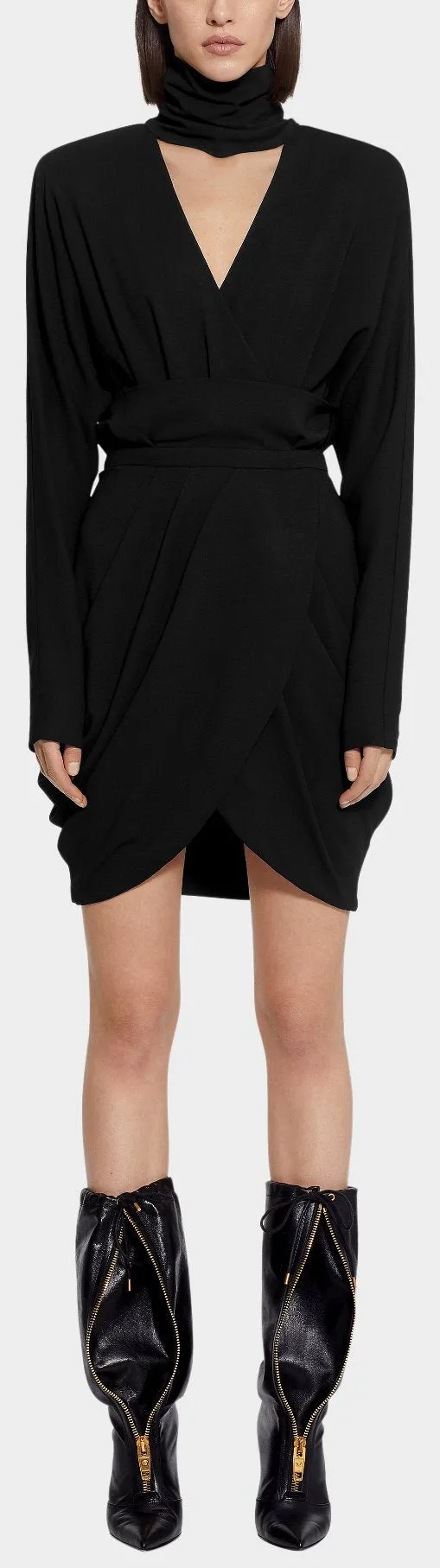 Black Draped Mini Dress