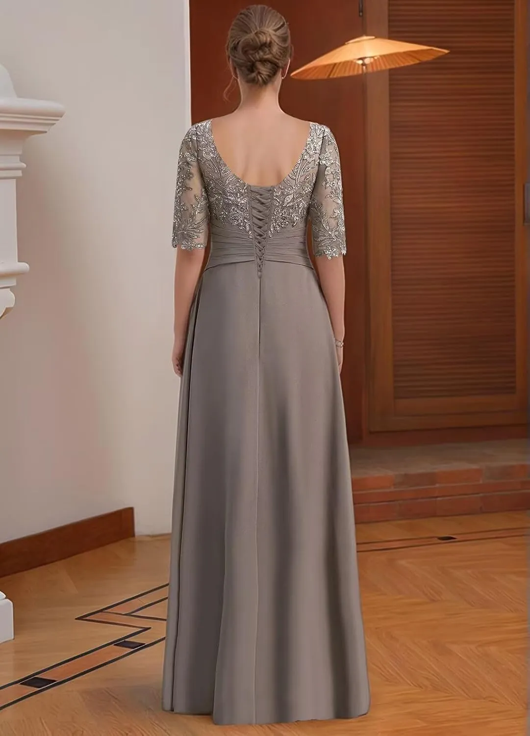 Cadoly Women's Chiffon Half Sleeve Mother of The Bride Dresses for Wedding 2025 High Low A-Line Formal Evening Gown