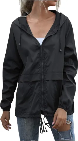 Cdiecer Rain Coats For Women Waterproof Spring Jacket Rain Jackets With Hood Adjustable Windbreaker Travel Raincoats
