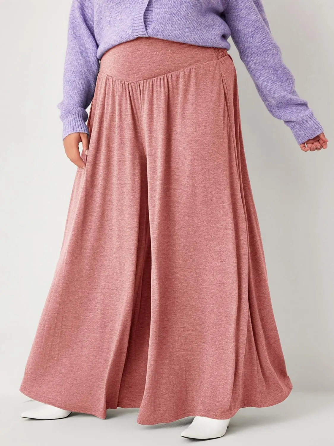 CIDER Womens Plus Size Wide Leg Pants Palazzo Flowy Loose Fit Casual Lounge Pants with Pockets
