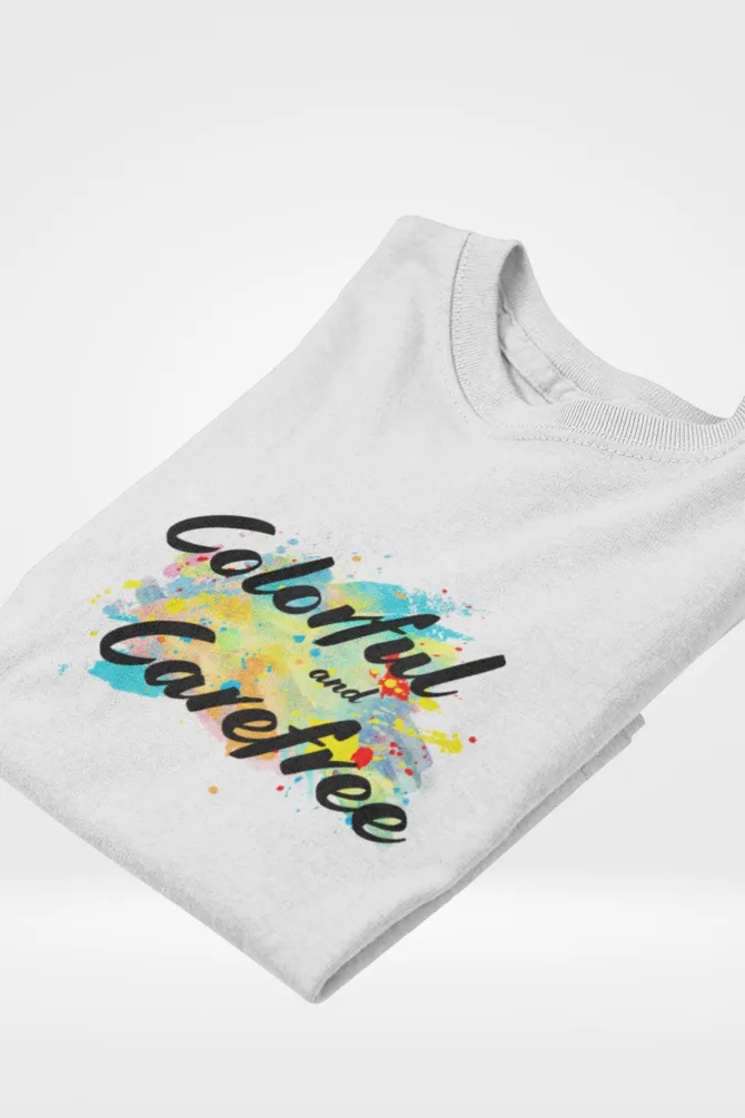 Colorful & Carefree Printed Holi T-shirt for women