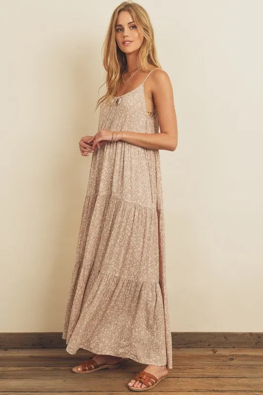 DAINTY FLORAL TIERED MAXI DRESS