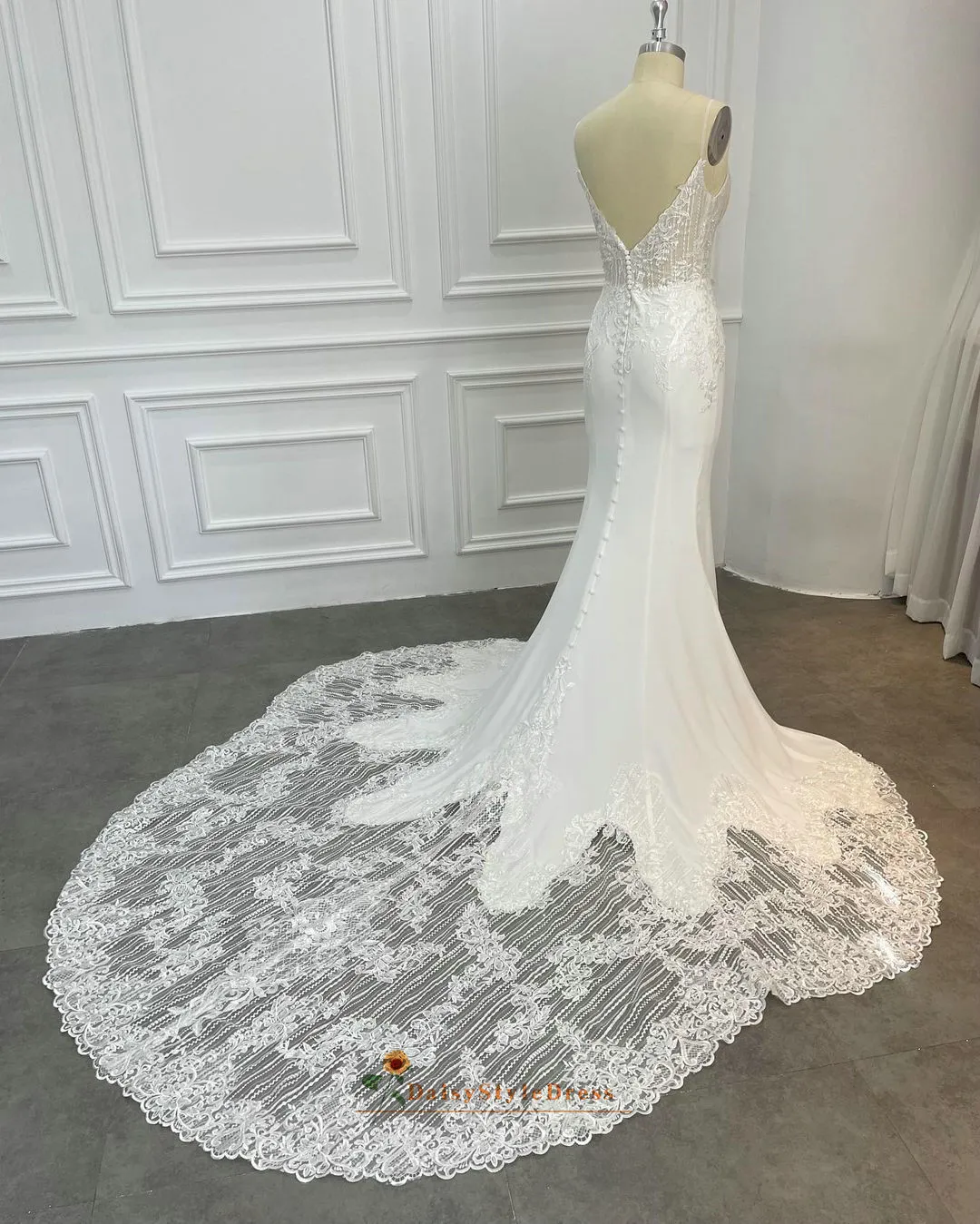 Designer's Fit and Flare Sheer Wedding Dress