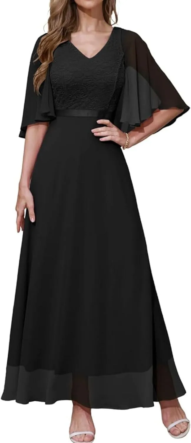 DRESSTELLS Womans Wedding Guest Formal Dress, 2025 Summer Bridesmaid Party Long Prom Church Dresses