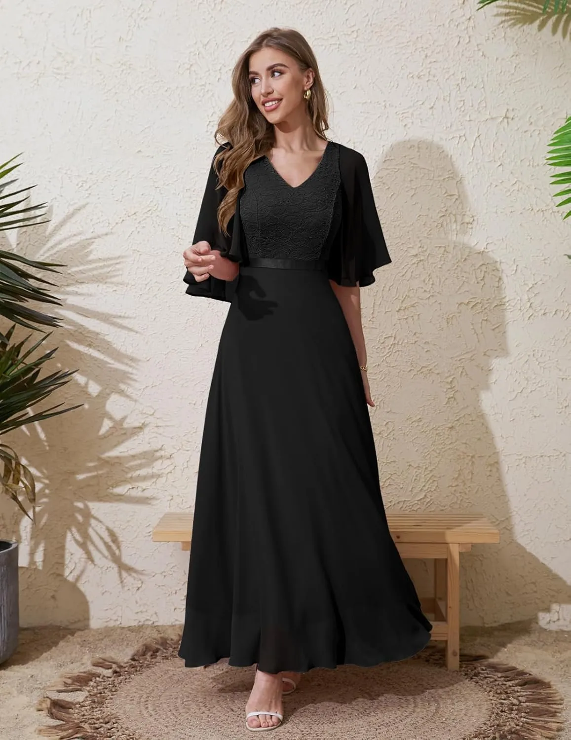 DRESSTELLS Womans Wedding Guest Formal Dress, 2025 Summer Bridesmaid Party Long Prom Church Dresses