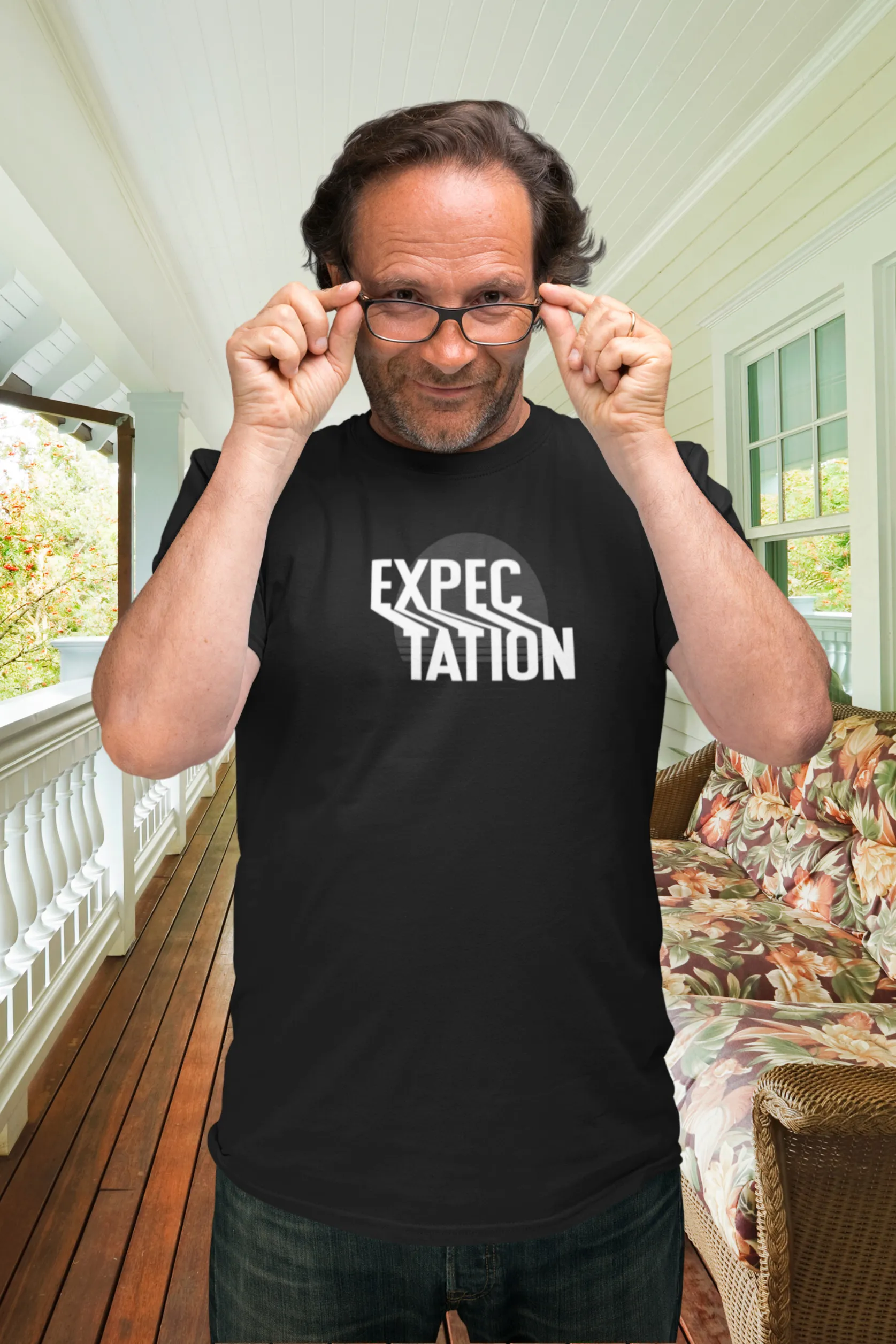 Expectation Typography Design Printed T-shirt for men