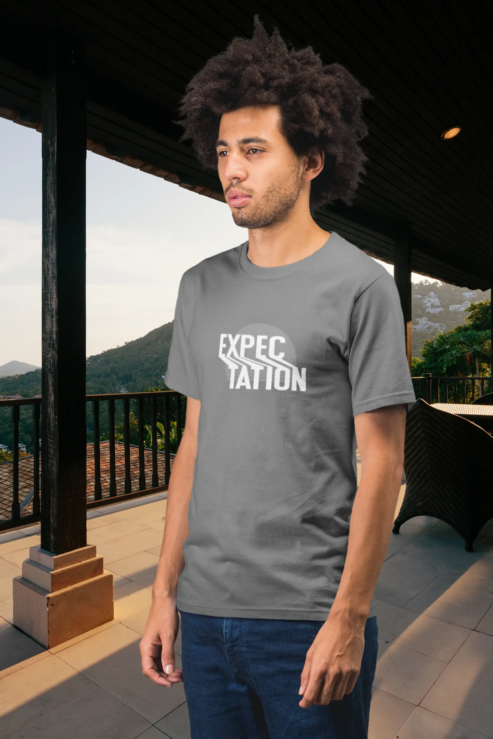 Expectation Typography Design Printed T-shirt for men