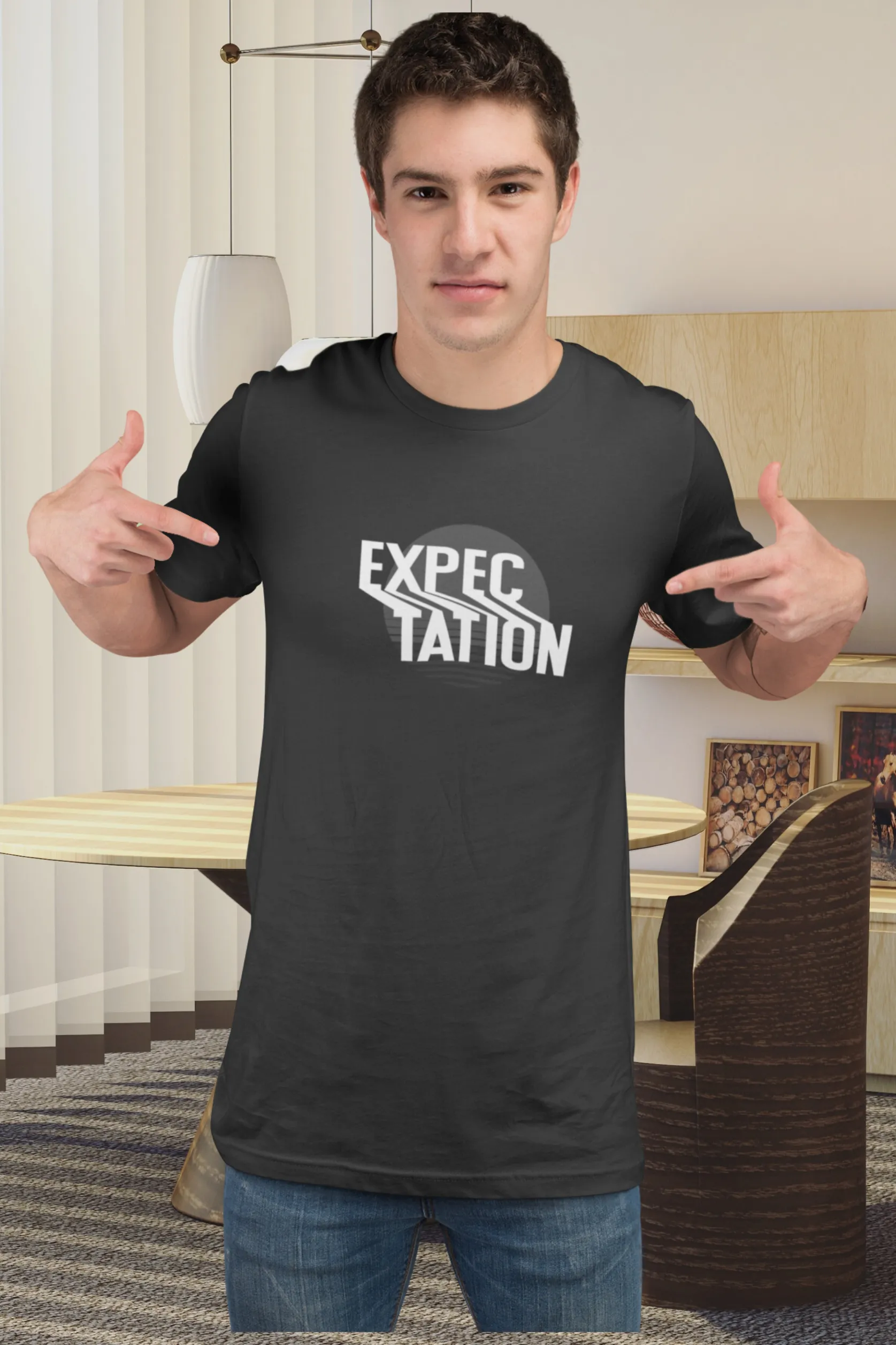 Expectation Typography Design Printed T-shirt for men