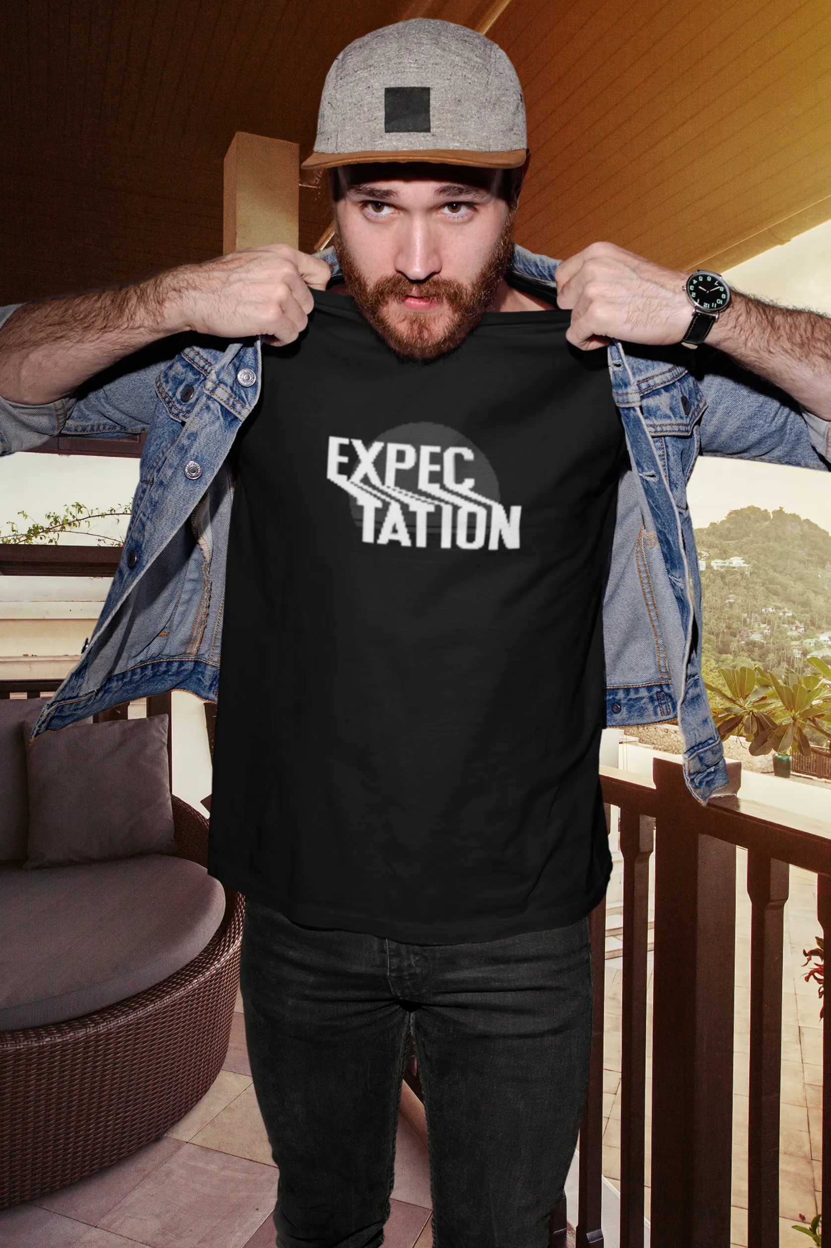 Expectation Typography Design Printed T-shirt for men