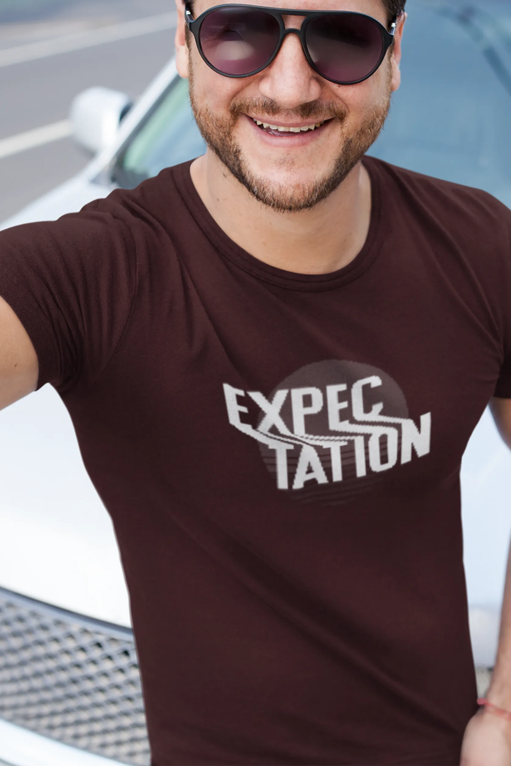 Expectation Typography Design Printed T-shirt for men