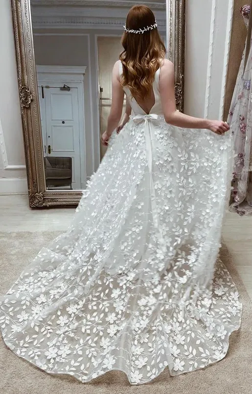 Fashion Floral Skirt Wedding Dress