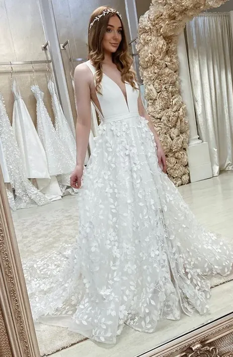 Fashion Floral Skirt Wedding Dress