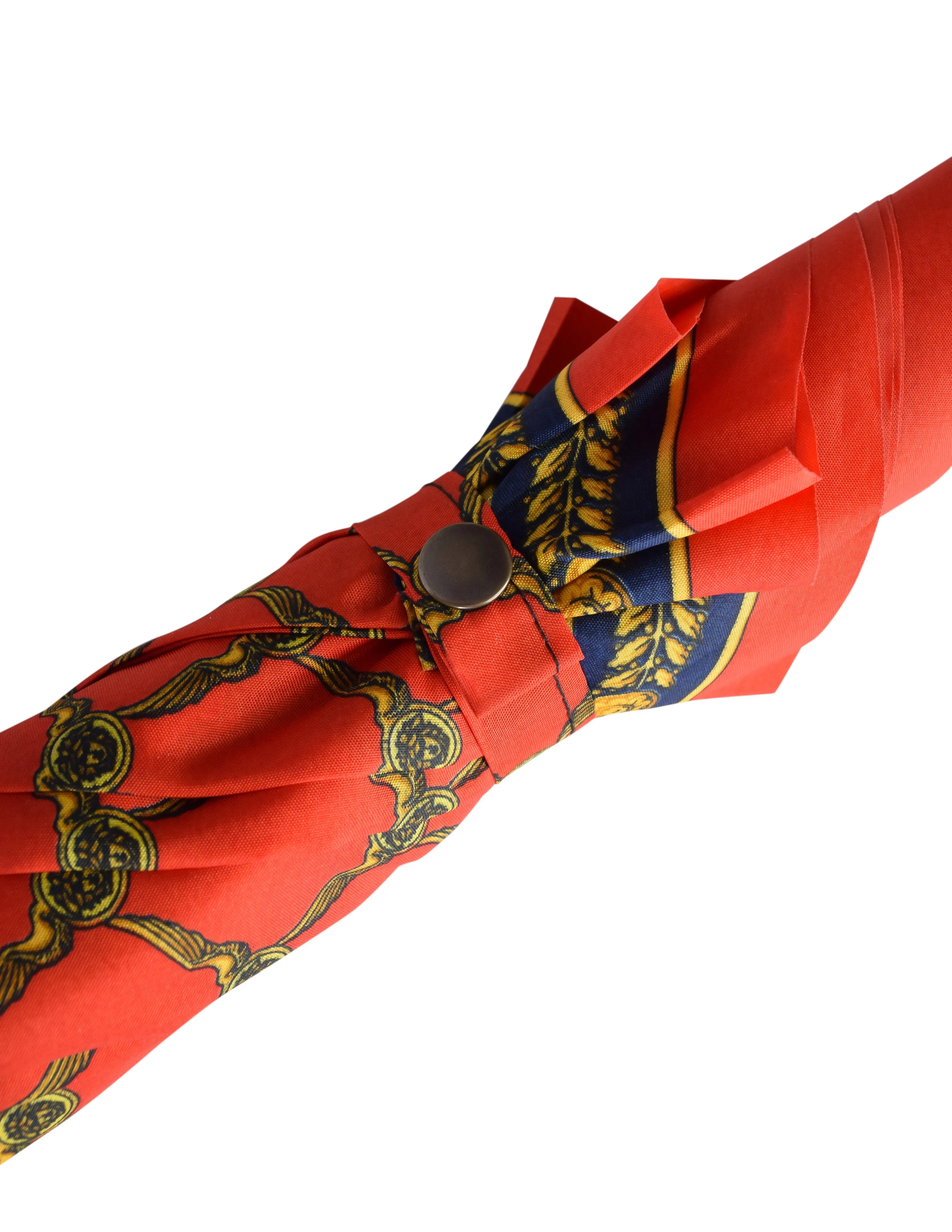 Gianni Versace Vintage Red Gold Medusa Baroque Print Lucite Handle Umbrella