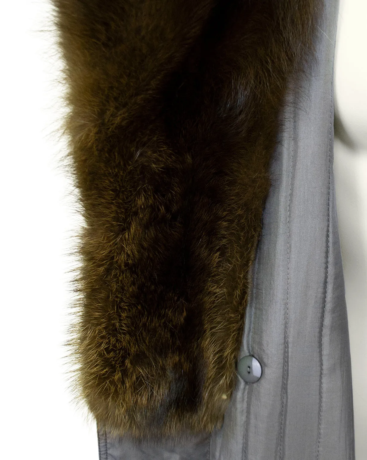 Grey Autumn/Winter 1977 Haute Couture Trench Coat with Fur Collar
