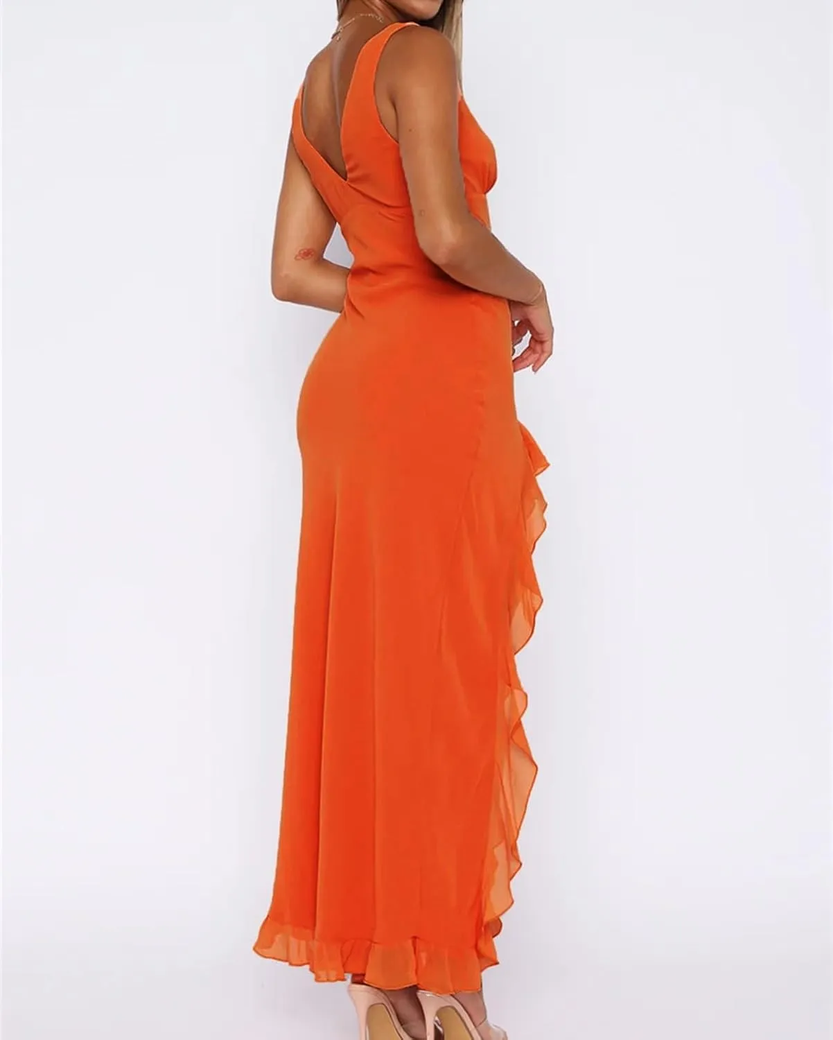 houstil Women's Casual Summer Dress Strap Ruffle Beach Party Maxi Cocktail Evening Holiday Wedding Guest Dresses
