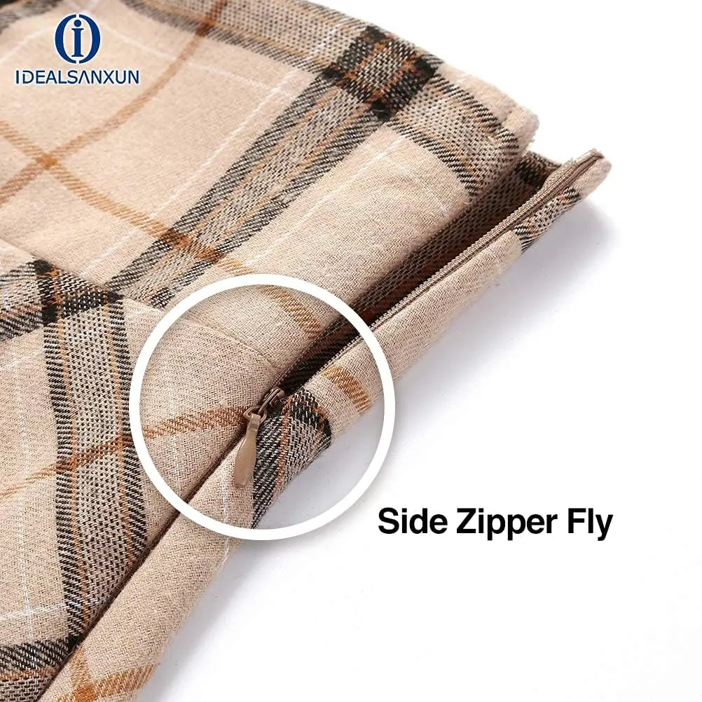 IDEALSANXUN Gothic Plaid Mini Skirts for Women Short High Waist Plaid Skirts