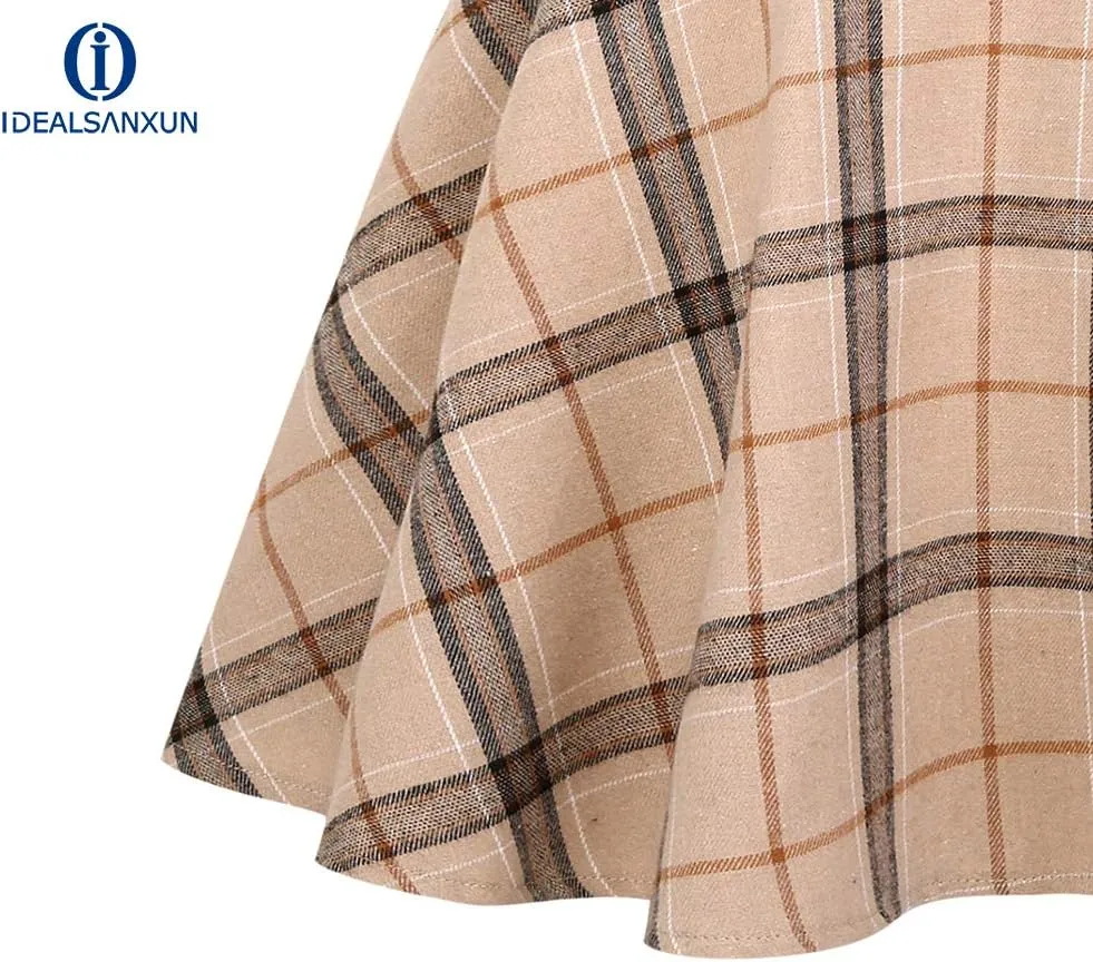 IDEALSANXUN Gothic Plaid Mini Skirts for Women Short High Waist Plaid Skirts