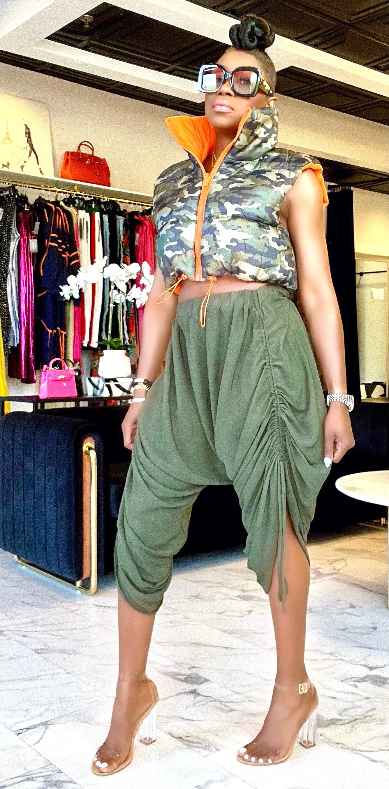 I’M A CATCH | REVERSIBLE PUFFY CAMO VEST