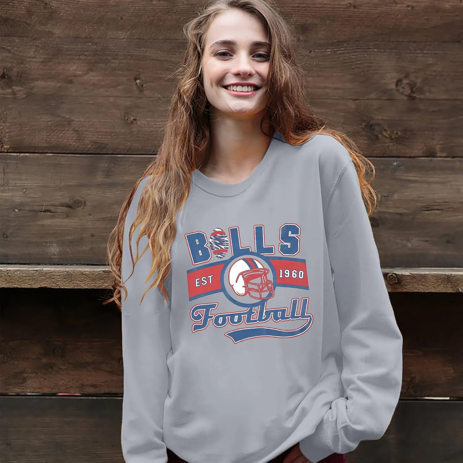 JINTING Football Sweatshirts Women Game Day: Football Letters Print Tee Game Day Long Sleeve Shirt Football Team Fans Tops