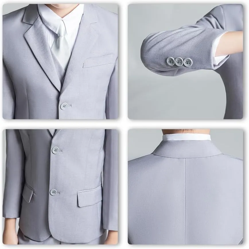 JPF Boy's Formal Suit Set Slim Fit Kids Tuxedo Suits for Wedding Teen Toddler Boy Dress Suit Outfit