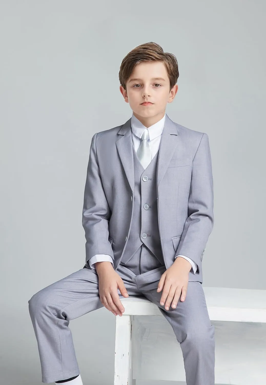 JPF Boy's Formal Suit Set Slim Fit Kids Tuxedo Suits for Wedding Teen Toddler Boy Dress Suit Outfit
