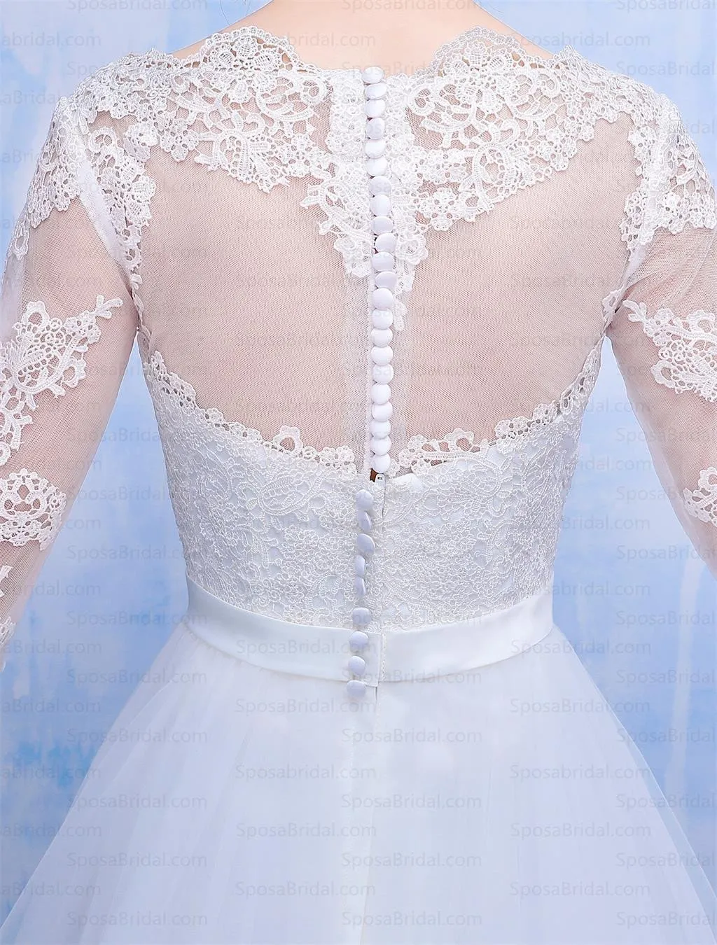 Long Sleeves Lace Applique Crystal Elegant Beautiful Real Made Newest Style Wedding Dresses, WD0223