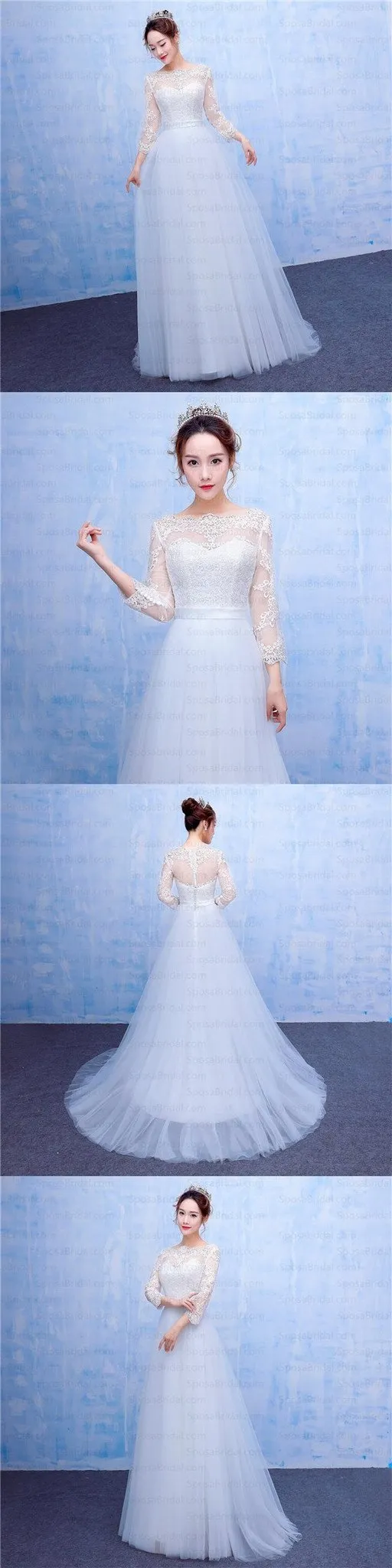 Long Sleeves Lace Applique Crystal Elegant Beautiful Real Made Newest Style Wedding Dresses, WD0223