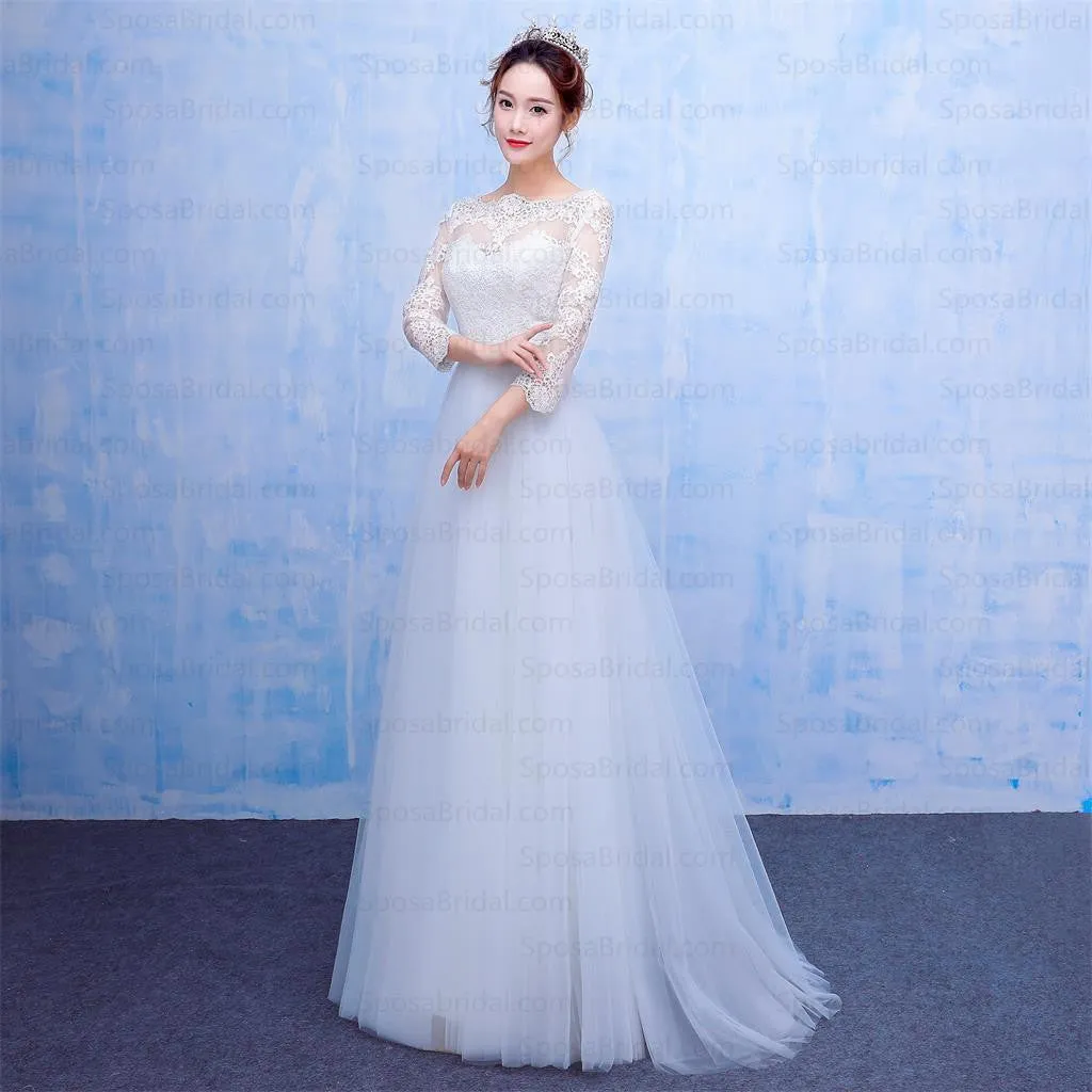 Long Sleeves Lace Applique Crystal Elegant Beautiful Real Made Newest Style Wedding Dresses, WD0223