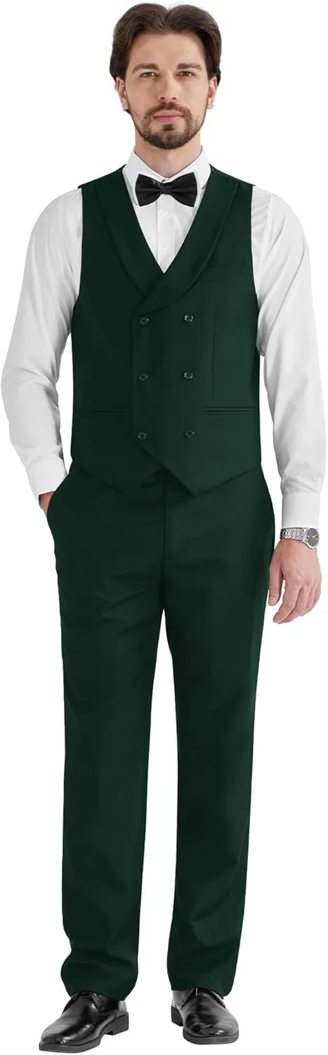 MAGE MALE Men's Slim Fit 3 Piece Suit One Button Solid Shawl Lapel Blazer Jacket Vest Pants Set with Tie Pocket Square