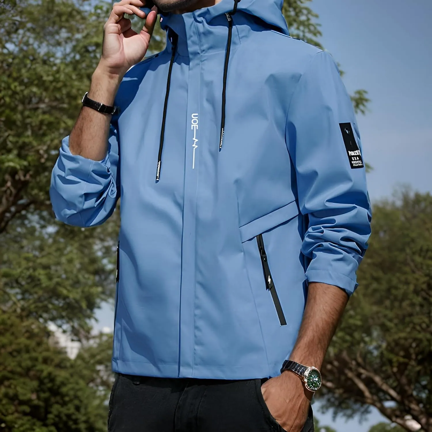 Mens 2023 Winter Hooded Trench Coats Stylish Zip Up Windbreaker Jackets Plus Size Windproof Outdoor Hiking Travel Overcoats
