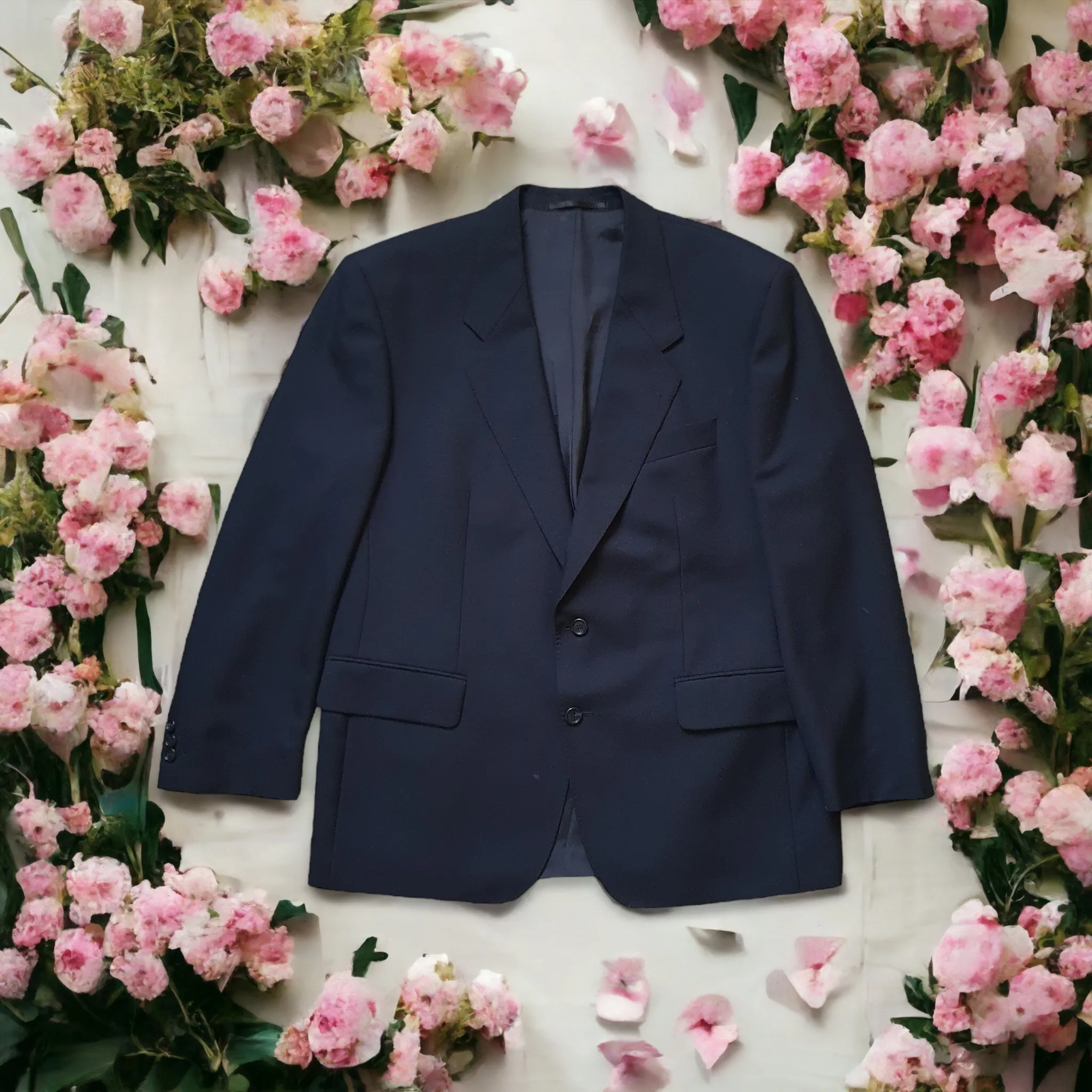 Mens Navy Suit Two Piece Single Breasted suit  'Baumer Ricardo' Wool Mix 48" Chest
